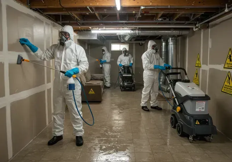 Basement Moisture Removal and Structural Drying process in Pickerington, OH